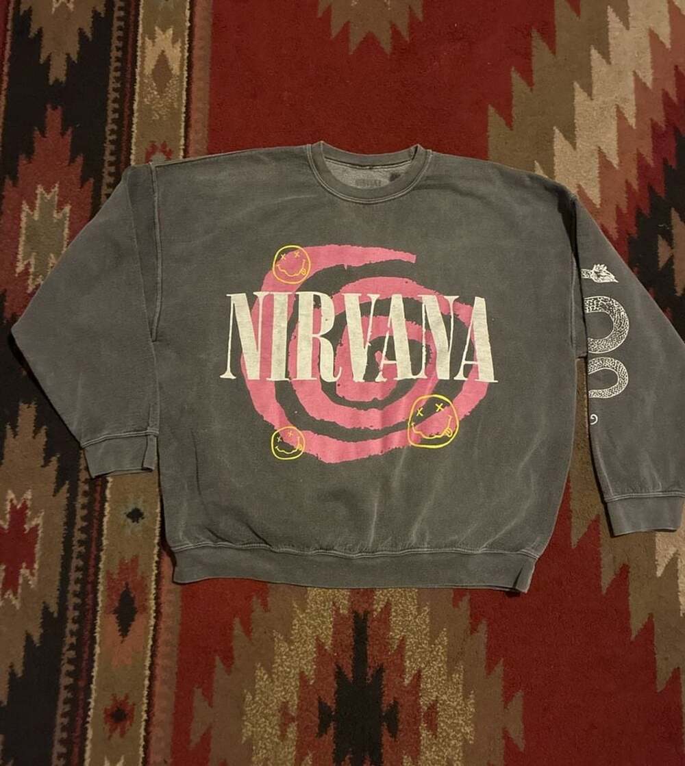 Nirvana Sweatshirt Size xxl Grey Spiral Smile
